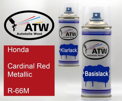 Honda, Cardinal Red Metallic, R-66M: 400ml Sprühdose + 400ml Klarlack - Set, von ATW Autoteile West.